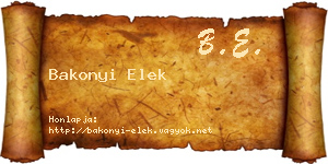 Bakonyi Elek névjegykártya
