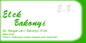 elek bakonyi business card
